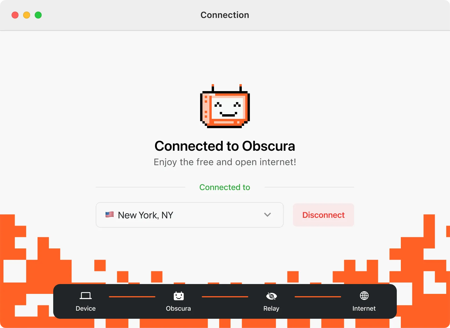 Obscura VPN application screenshot