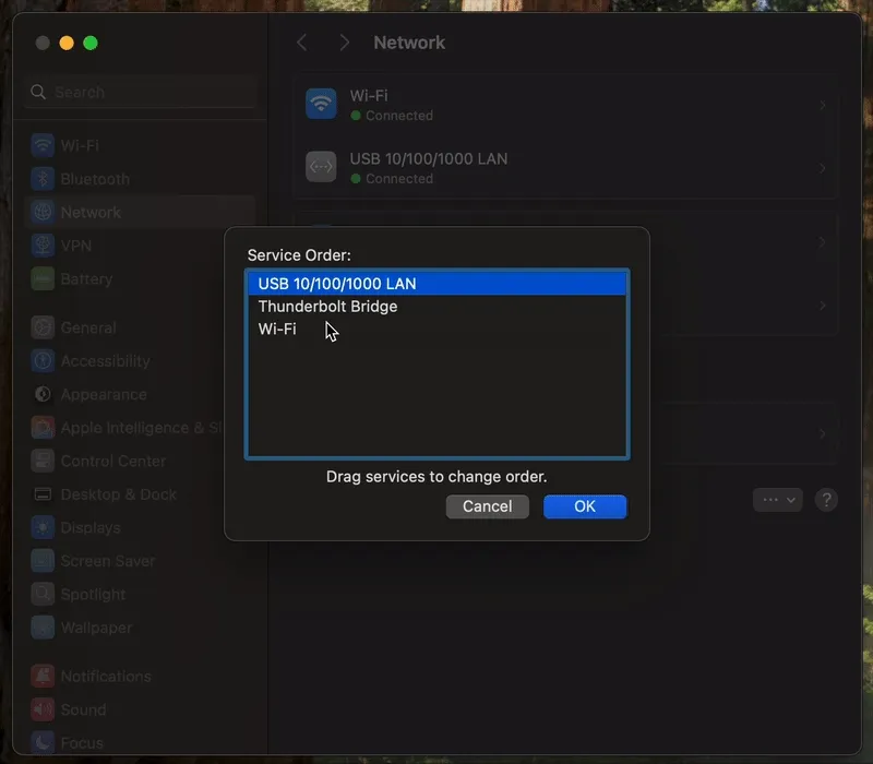 Gif showing network priority being configured